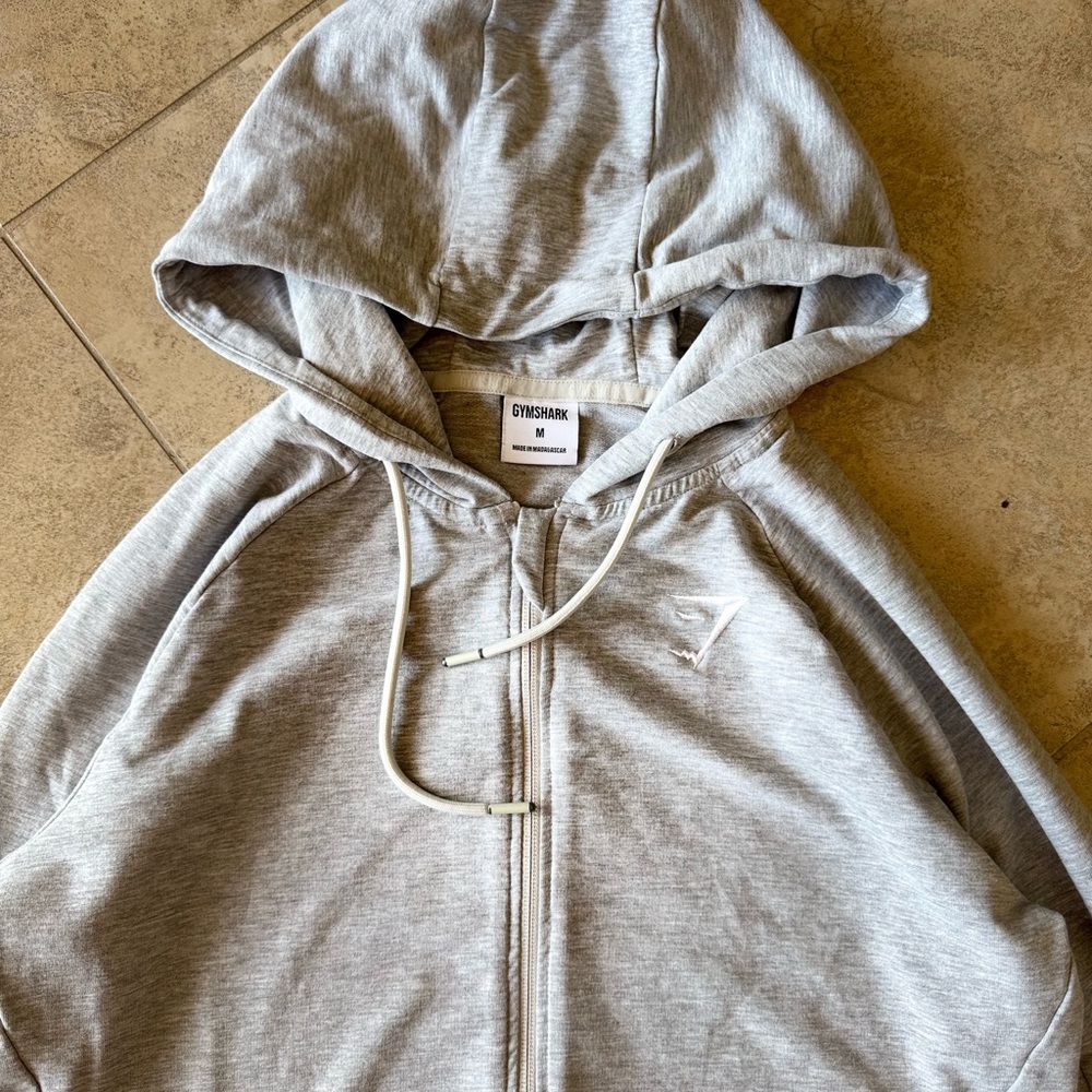 Gymshark Light Gray Hoodie with Zip Women’s Medium